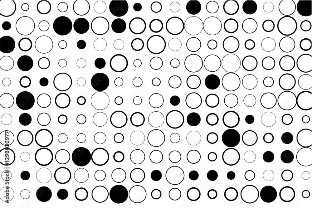 Poster Abstract grid of circles with random black fills