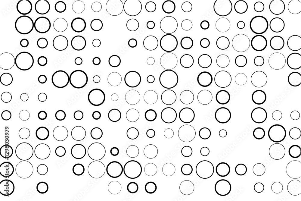 Fototapete abstract grid with randomly missing circles on white