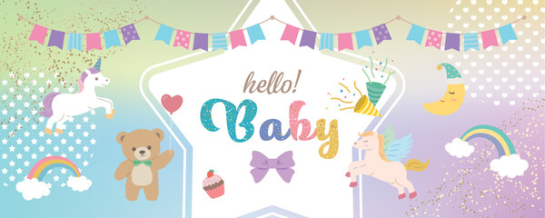 Hello Baby　メルヘンデザインの背景素材