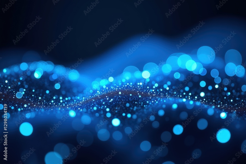 Wall mural beautiful abstract visual of blue waves with sparkling particles in a smooth flowing pattern, captur