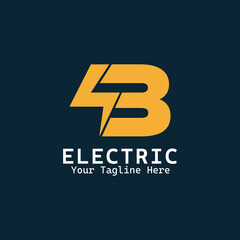 Electric icon letter B yellow background blue logo design vector
