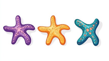 Obraz premium A vibrant purple starfish rests on a pristine white backdrop, its delicate arms elegantly extending across the surface, highlighted by a striking, slender line