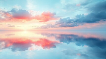 Obraz premium Sky gradient reflecting ocean hues at sunset creates a serene atmosphere