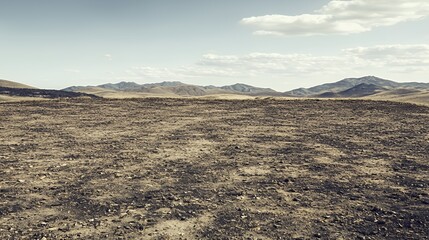 Vast Brown Rocky Desert Landscape Under a Partly Cloudy Sky
