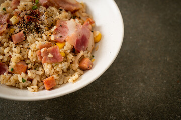 fried rice with bacon ham and black peppers