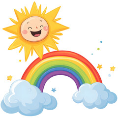 Fototapeta premium cartoon sun and rainbow