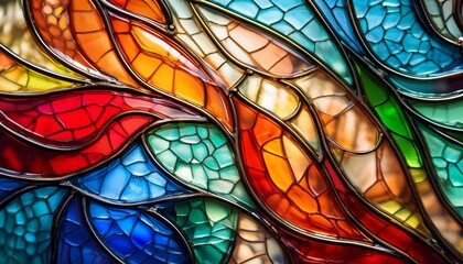 Macro hand-blown stained glass: organic color transitions & smooth flowing patterns. Artistic & textured. Ideal for art backgrounds & unique design elements.

