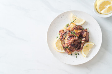 grilled octopus or squid with butter lemon sauce