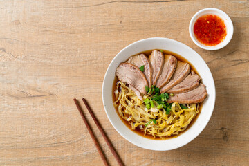 egg noodles with stewed duck in brown soup