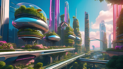 futuristic image of a city with advanced technology.