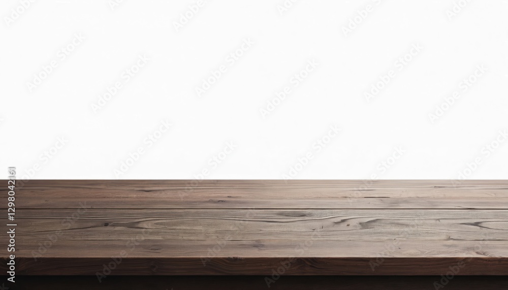 Poster empty dark wooden table top isolated on white background. clipping path, copy space ideal to display