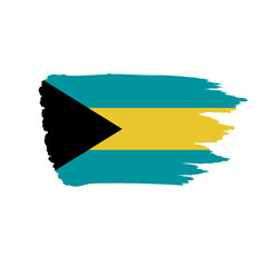 Obraz premium Silhouette vector illustration of the Bahamas flag (Triangle and Stripes) on a white background