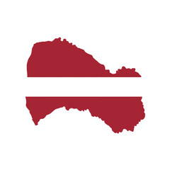 Obraz premium Silhouette vector illustration of the Latvia flag (Red and White) on a white background