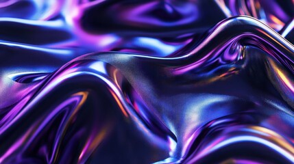Fototapeta premium Abstract Iridescent Fluid: A mesmerizing digital art piece showcasing vibrant, flowing colors and metallic textures.