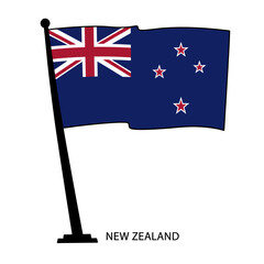 Silhouette vector illustration of the New Zealand flag (Union Jack and Stars) on a white background