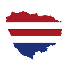 Silhouette vector illustration of the Netherlands flag (Red, White, Blue) on a white background 