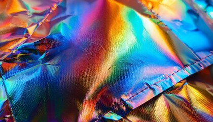 Microscopic holographic foil: sharp prismatic light reflections create futuristic appearance.  Vibrant and technological texture. Ideal for tech and abstract backgrounds.