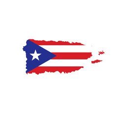 Silhouette vector illustration of the Puerto Rico flag (Stars and Stripes) on a white background.