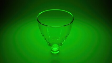 Uranium Glass. Green glass cup isolated on green background, clean bev