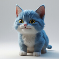 Obraz premium Adorable Blue Kitten – AI-Generated Fantasy Cat Portrait
