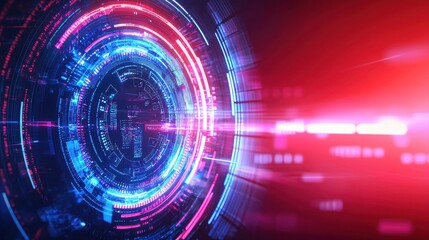 Obraz premium Futuristic tunnel with neon lights creating a stunning visual experience evoking a sense of depth and movement