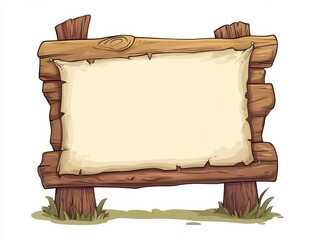 Fototapeta premium Rustic Wooden Sign with Blank Beige Parchment