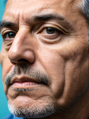 Obraz premium A case of cutaneous sarcoidosis on the face of a man, close up view