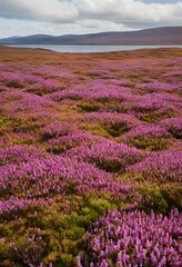 Naklejka premium vibrant purple blooms of heather