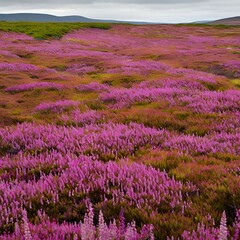 Fototapeta premium vibrant purple blooms of heather