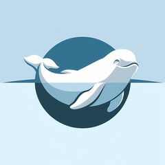 Sleek Beluga Whale Logo in Vector Style