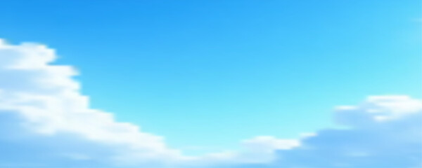 Obraz premium Bright blue sky with fluffy white clouds floating in the clear atmosphere. Background view.