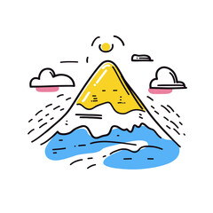 Matterhorn illustration in an doodle inca cartoon style. Simple minimalist drawing of Matterhorn