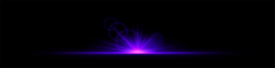 Obraz premium Glowing purple light burst on a dark background. Bright neon explosion with radiant beams, circular bokeh, and energy flare. Abstract illumination with vibrant glow and futuristic effect.