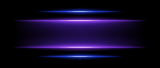 Abstract glowing purple and blue light beams on a dark background. Four parallel neon streaks create a futuristic energy effect with smooth gradients and a radiant glow