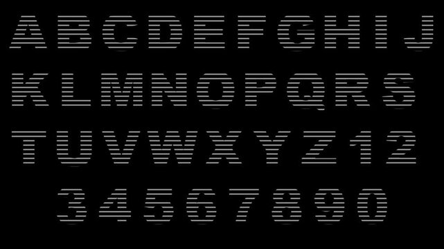 Alphabet horizontal scan lines animation