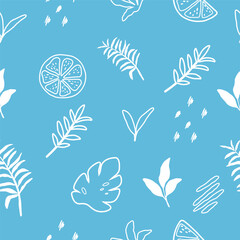 Fototapeta premium seamless vector pattern with lemons and leaves