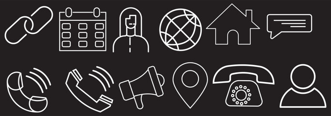 Set of contact us icons. Contact and communication icons. Contact information icons for business cards