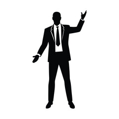 Obraz premium corporate businessman black vector silhouette