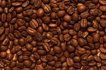 Background of brown roasted coffee beans