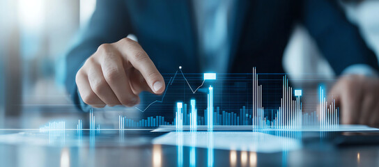 Business team meeting with financial data and graphs, analyzing trends and statistics for strategic planning and decision making