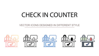 Check In Counter icon design with white background stock illustration