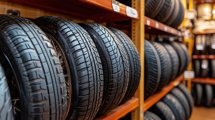A Stack of New Tires Ready for Sale at a Tire Shop