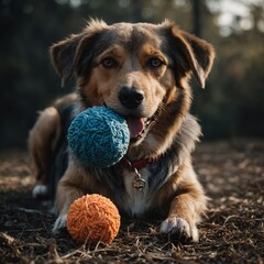 dog with a ball