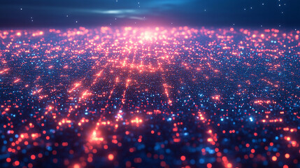 Digital rendering of a futuristic city glowing at night with tall smart buildings and abstract modern architecture symbolizing innovation technology and urban progress

