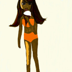 Summer Beach portrait illustration