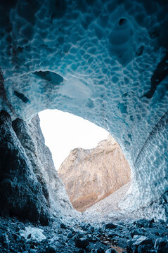 Glacier tunnel made from melting water in Berchtesgaden