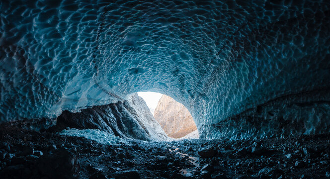Glacier tunnel made from melting water in Berchtesgaden