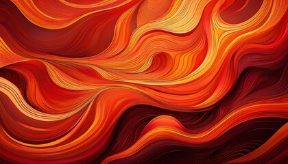 Wavy abstract pattern: molten lava flow in orange & red shades. Fiery & dynamic texture. Ideal for heat themes & bold, abstract backgrounds.

