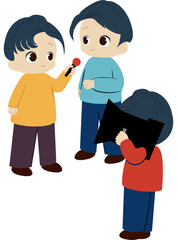 Fototapeta premium Illustration videographer filming interview