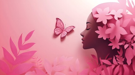 Pink banner with space for text for Mother's Day or March 8